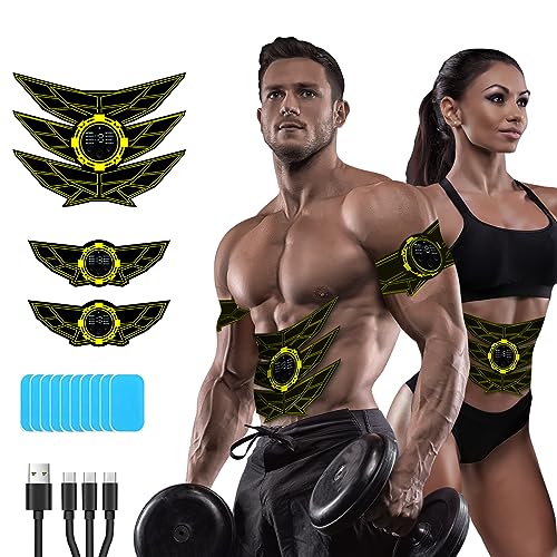 seveko EMS bauchmuskeltrainer mit 8 modus und 15 intensitäten, 10 ersatz-hydrogels