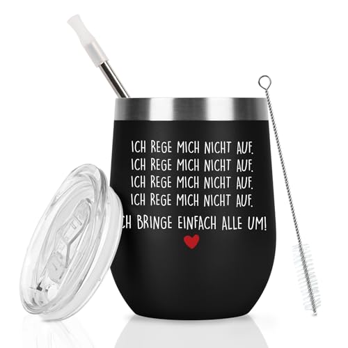 livole kaffeebecher mit spruch ich rege mich nicht auf, 350 ml thermobecher, geschenkidee für männer und frauen