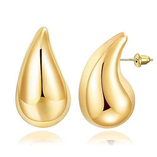 exgox 18k goldene ohrringe damen hypoallergen chunky waterdrops hollow 20/30/40mm