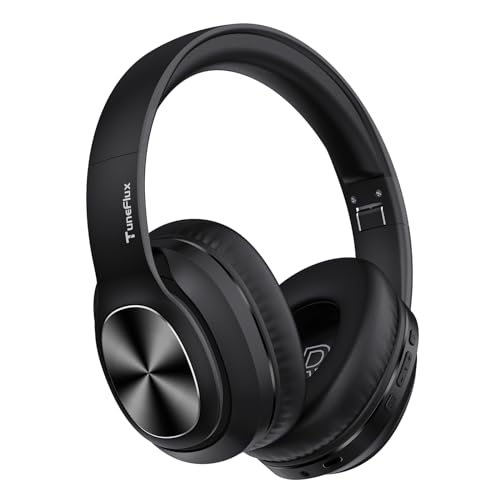 tuneflux Bluetooth Kopfhörer over ear, 80 Std Akku, kabellos, HiFi-Stereo, Mikrofon, schwarz