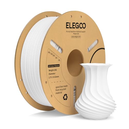 elegoo pla+ filament 1.75mm weiß 1kg für 3d-druck, hohe maßgenauigkeit, kompatibel mit fdm-druckern