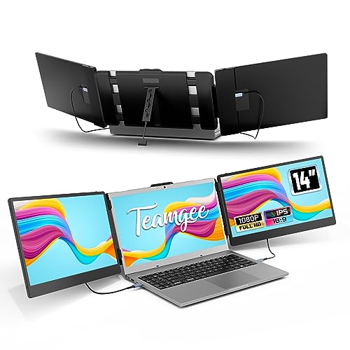 teamgee portable monitor 14 zoll fhd laptop monitor erweiterung für mac, windows, android