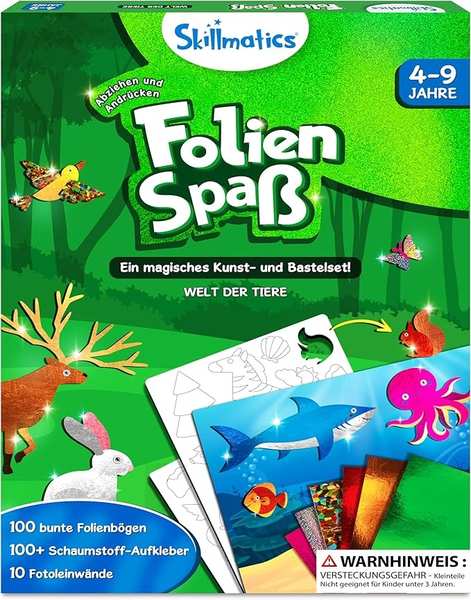 Folienspaß Tiere - Kunst & Bastelaktivität für Kinder 4-9 Jahre, DIY-Set
