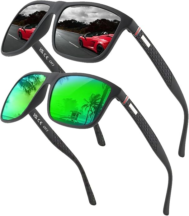 Polarisierte Sonnenbrille Herren/Damen - Vintage Brillengestell, HD-Pilotobjektive