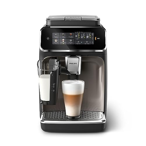 philips 3300 serie vollautomatische kaffeemaschine, 6 getränke, lattego, schwarz chrome