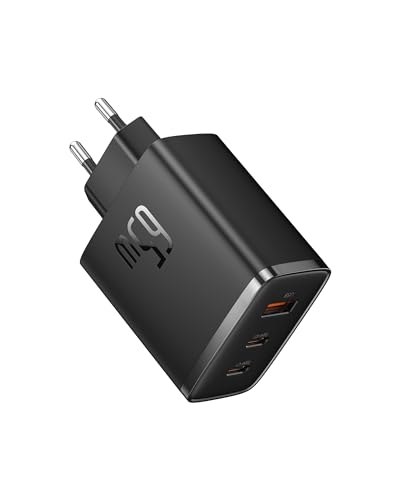 baseus 65w usb c ladegerät 3-port pd netzteil mit pps und gan schwarz weiß