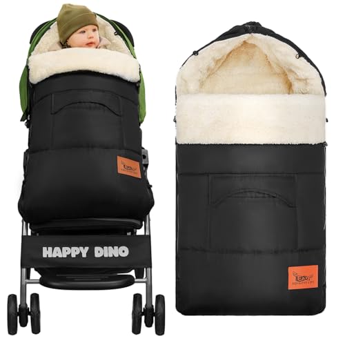eaq kinderwagen fußsack mit handwärmer, baby fußsack und handmuff winter schwarz