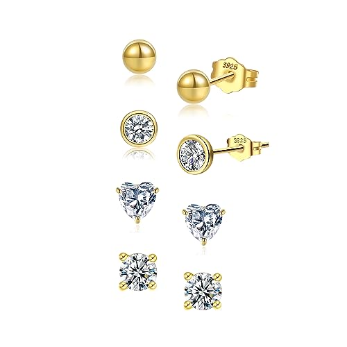 sterling silber 925 ohrstecker set 4 paare hypoallergen für damen kleine ohrringe