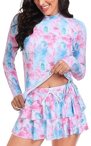 Produktbild: UNIQUEBELLA Rash Guard Damen UV-Schutz UPF 50+ Langarm Surf Shirt Bademode XS-XL