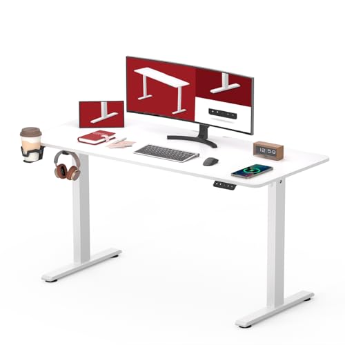 sanodesk höhenverstellbarer schreibtisch elektrisch ergonomisch heimbüro 110 x 60 cm weiß