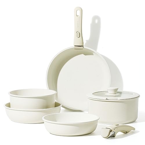 carote topfset pfannenset 8-teilig mit abnehmbaren griffen induktion ofenfest