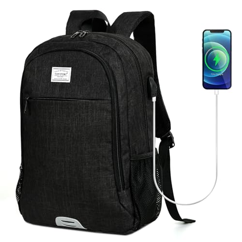 TANTOMI rucksack mit laptopfach 15,6 zoll, reiserucksack anti diebstahl schwarz