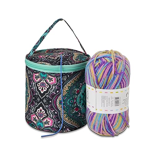 jozea yarn storage bag, portable knitting bag für wolle, floral, klein