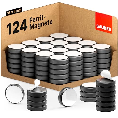 magnete mit klebepad für magnettafel - gauder tafelmagnetsatz 124 stück 18 x 5 mm