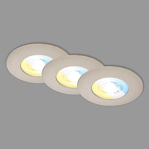 briloner 3er set led einbaustrahler 230v ip44 badezimmer deckenstrahler matt-nickel