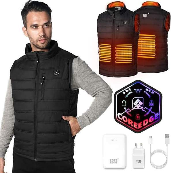 Produktbild: Beheizbare Weste Herren, 10000mAh Powerbank, 3 Temperaturstufen, 4 Heizzonen