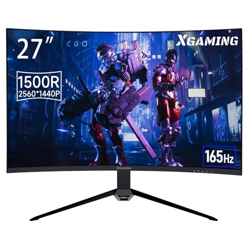 xgaming 27 zoll curved monitor 165hz wqhd 1500r 1ms amd freesync hdr vesa 2.0