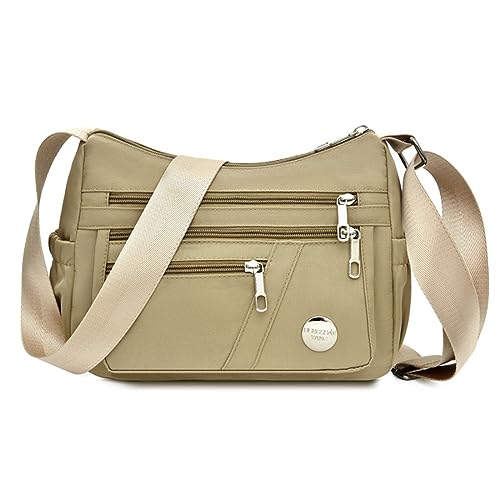 hercmnoy wasserdichte crossbody-tasche für damen, nylon-umhängetasche, khaki