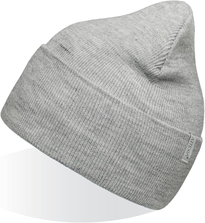 Artexia unisex beanie mütze ökologisch aus polywolle grau melange wintermütze