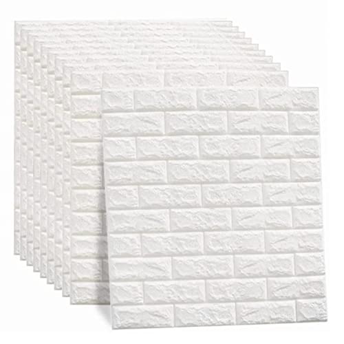 3D-Wandpaneele aus Ziegelsteinen selbstklebend, LIYJTK 10er-Pack, wasserdicht, für Schlafzimmer, Badezimmer, TV-Wand