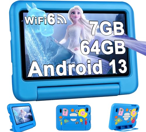 2024 kinder tablet 7 zoll fhd android 13 wifi 6 bluetooth 5.0 blau 64 gb rom