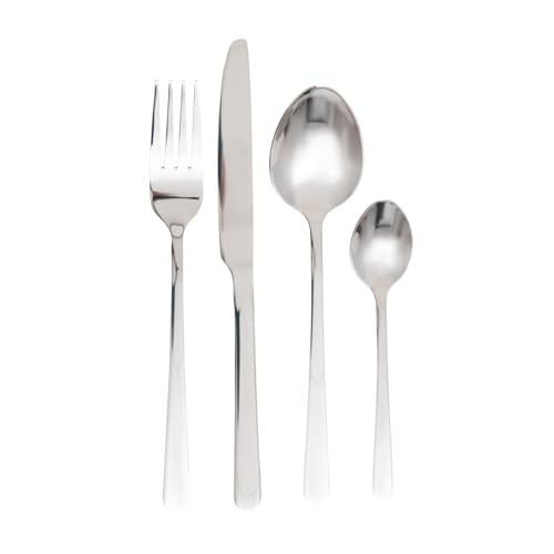 Produktbild: homla edelstahl besteckset lugano 24-teilig für 6 personen, essbesteck silber