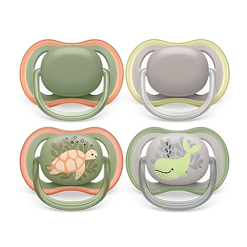 philips avent schnuller 4er pack atmungsaktiv für babys 6-18 monate mit box schildkröte wal