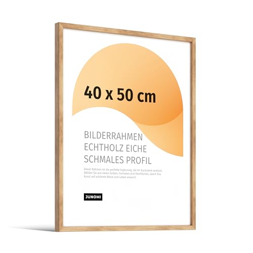 eichen bilderrahmen 40 x 50 cm junomi, echtholz mit acryl-glas, eichenrahmen