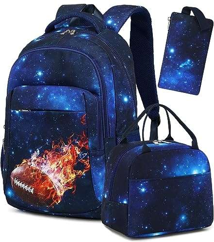 ledauo schulrucksack junge teenager kinder flamme fußball daypack mädchen rucksack