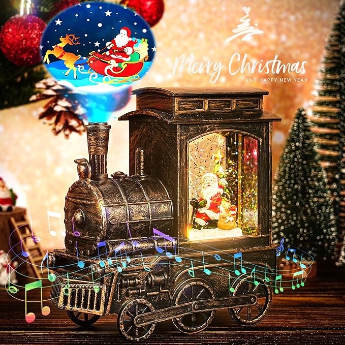 Produktbild: Auniq Schneekugel Laterne mit Projektor Musik, Vintage Weihnachts Dekoration