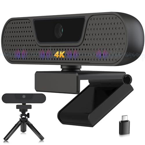 Produktbild: VIZOLINK 4K Webcam mit 1080P, Mikrofon, Autofokus, Lichtkorrektur, Datenschutz für PC