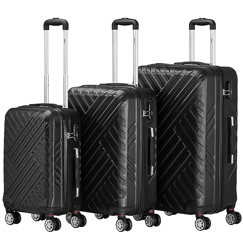 Produktbild: Zelsius Koffer Set 3 Stück schwarz, hartschalenkoffer mit zahlenschloss, trolley set