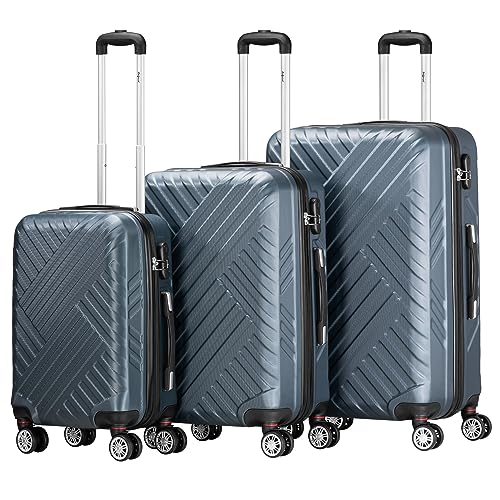 zelsius koffer set 3-teilig anthrazit, abs hartschalenkoffer mit zahlenschloss, trolley