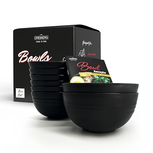 müslischalen 6er set von dreiberg, inkl. rezeptbuch, 760ml, pp, camping geschirr