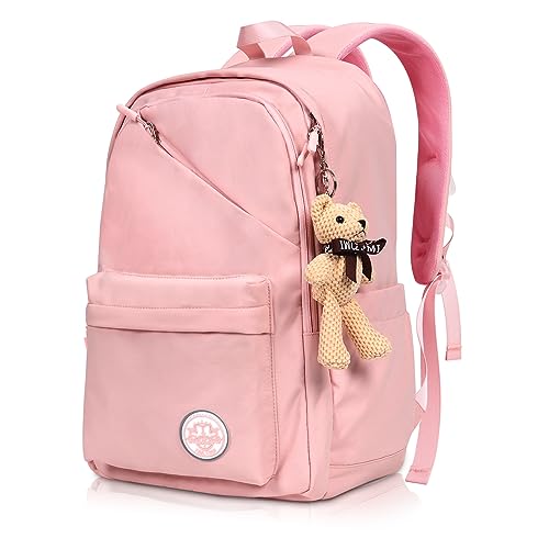 tan.tomi schulrucksack mädchen, rucksack jungen mit laptopfach, wasserdicht, teddy-anhänger