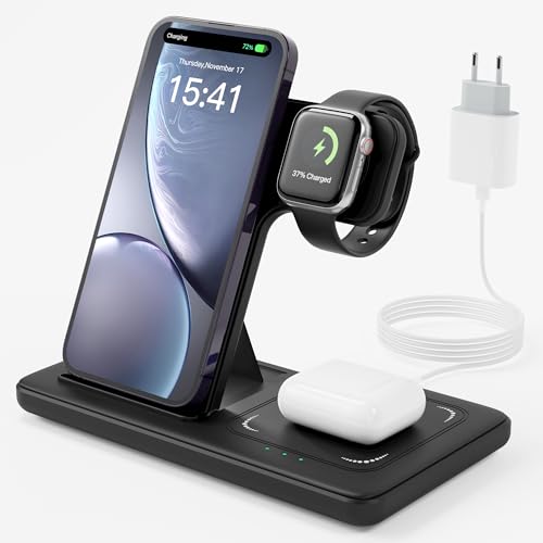 wireless charger 3 in 1 inductive ladestation 15w für iphone watch earbuds