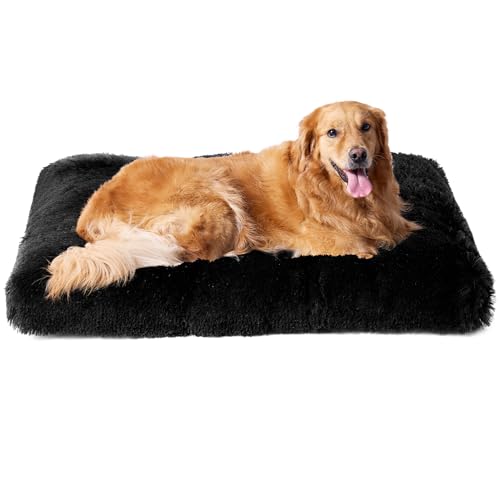hunde bett flauschig xl, eheyciga hundekissen waschbar, rutschfest hundematte schwarz, 112x85cm