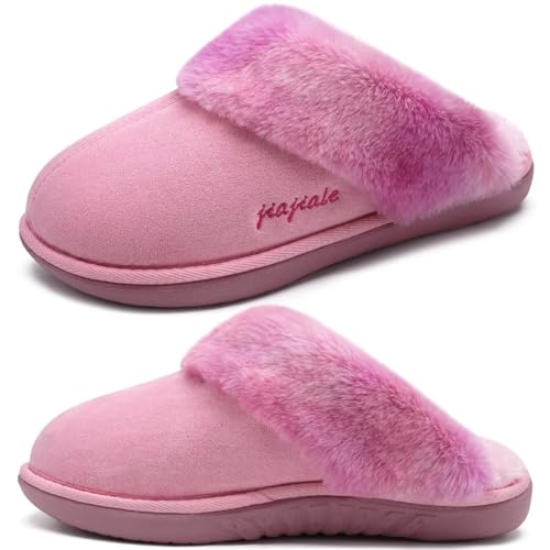 jiajiale damen hausschuhe flauschig slip on mit gummisohle für winter indoor outdoor