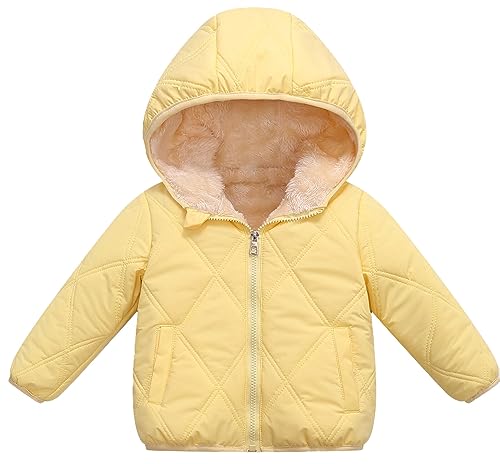 feoya baby baumwolljacke kapuzenjacke winter mantel gelb 18-24 monate für jungen und mädchen