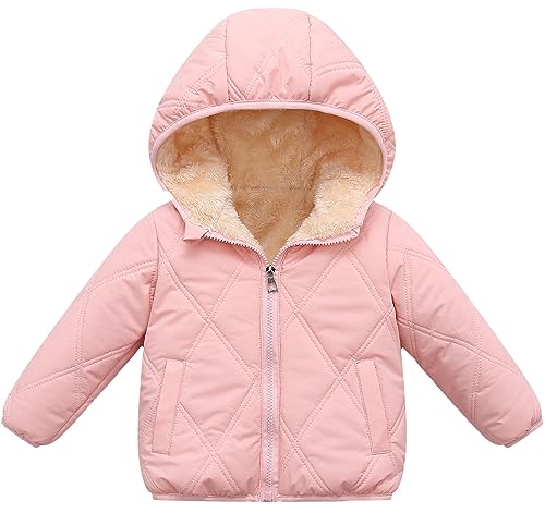 feoya kapuzenjacke kinder mantel jungen mädchen herbst winter rosa 2-3 jahre