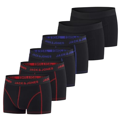 jack & jones boxershorts herren 6er pack trunks baumwolle schwarz rot grün blau grau größe m