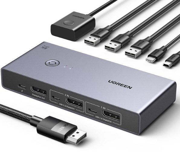 UGREEN KVM Switch 8K 60Hz mit USB-C und Displayport für 59,99 Euro