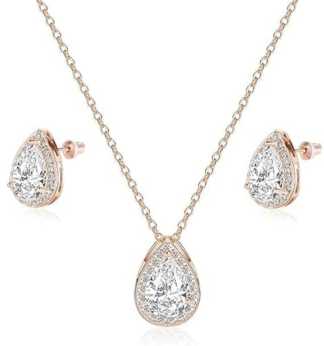 meeQee hypoallergene schmucksets für damen, herz anhänger, halskette, ohrstecker set