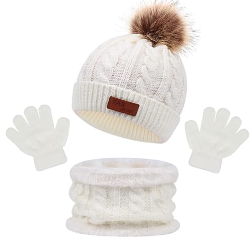 mailekt mütze schal handschuh set kinder 2-6 jahre winter warme bommelmütze