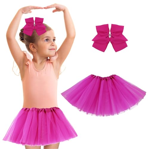 tütü kinder 5 schichten tüllrock mädchen ballerina tanzrock mit schleife rosa