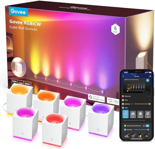 govee rgbic led wandleuchte 6er set, kompatibel mit alexa, music sync, wifi innen