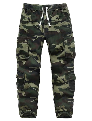 Cargo Hose Herren APTRO Camouflage elastische Taille Baumwolle Jogginghose 8 Taschen