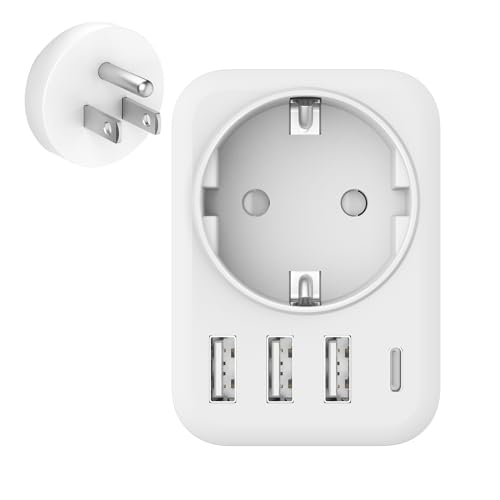 usa adapter mit 3 usb + 1 type c, 5-in-1 reiseadapter für amerika, kanada, mexiko