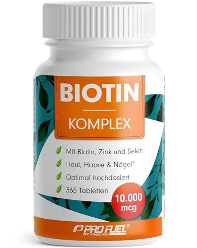 biotin hochdosiert 10.000 mcg für haarwuchs, haut und nägel - vegan, 365 tabletten