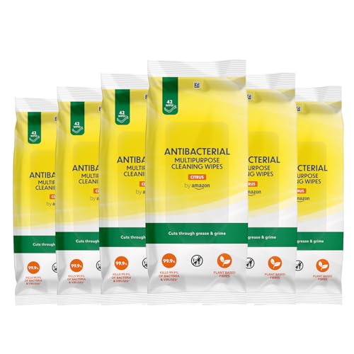 antibakterielle reinigungstücher von by amazon, multifunktion, zitrone, 6 x 42, 42 stück